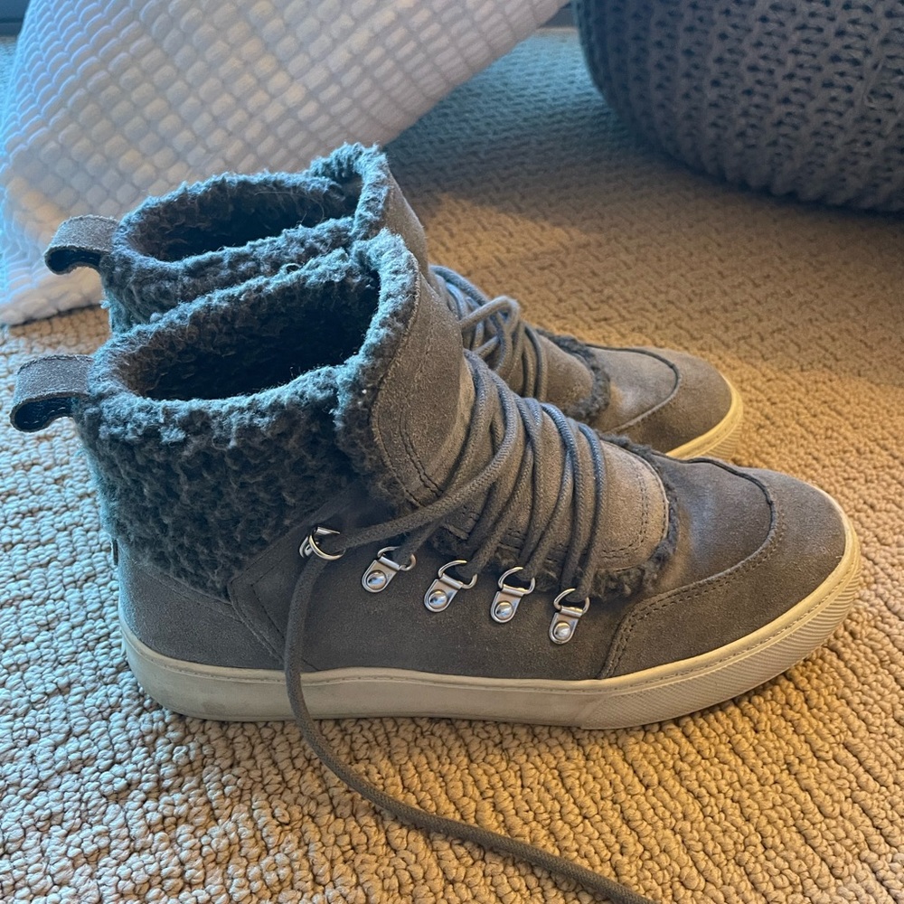 marc fisher gray fur booties